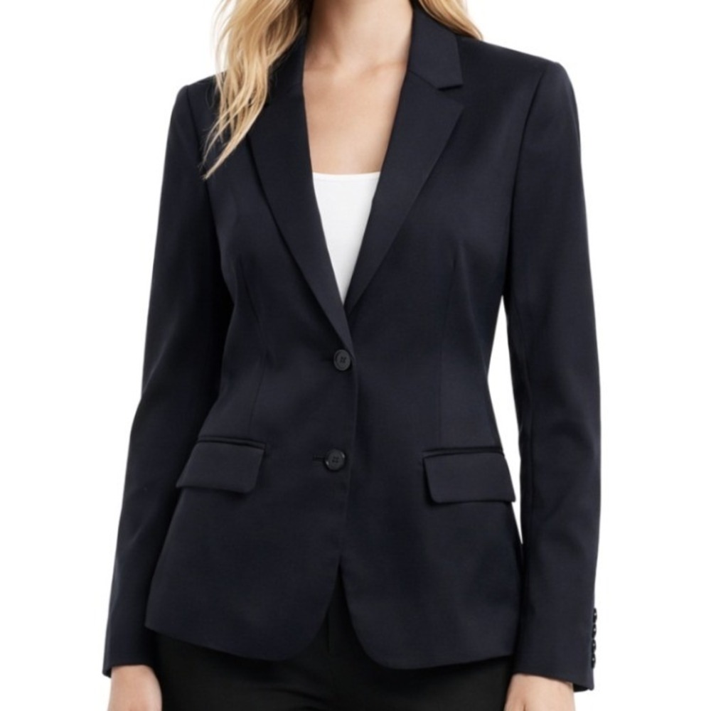 J.Crew NWT Womens 100% Wool Tailored Blazer Black Two Button Suit Jacket Size 16